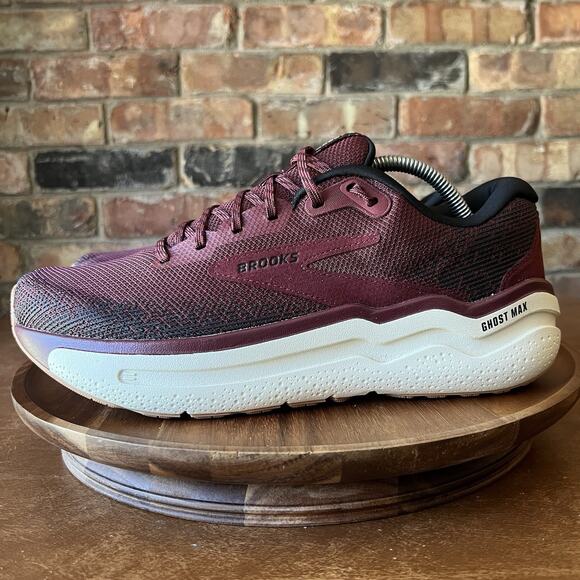 Brooks Ghost Max 2 Men's 10 Maroon White Road Running Max Cushion Shoes Sneakers - Picture 1 of 16